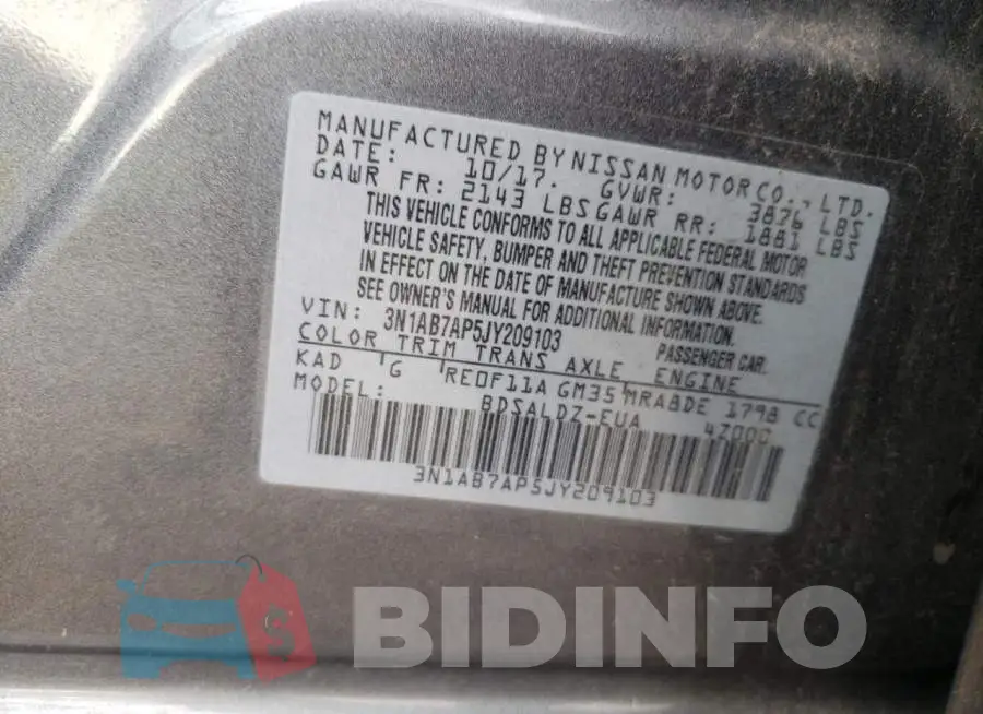 3N1AB7AP5JY209103 Photo# 12