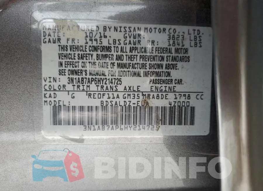 3N1AB7AP6HY214725 Photo# 12