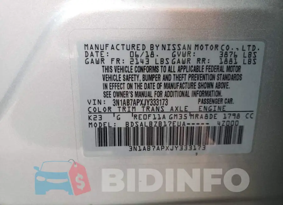 3N1AB7APXJY333173 Photo# 12