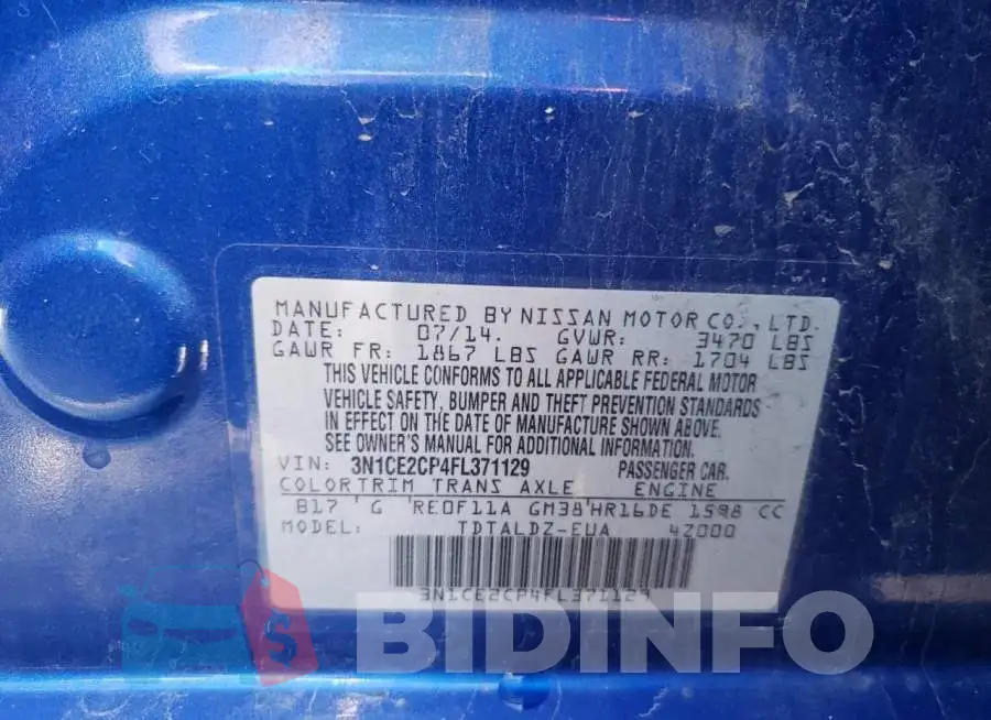 3N1CE2CP4FL371129 Photo# 12