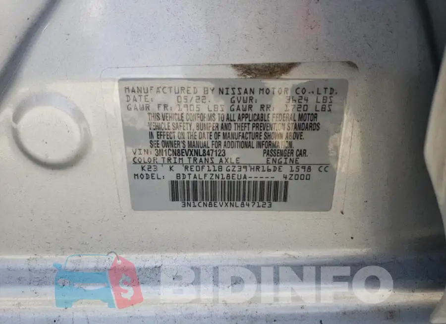 3N1CN8EVXNL847123 Photo# 12