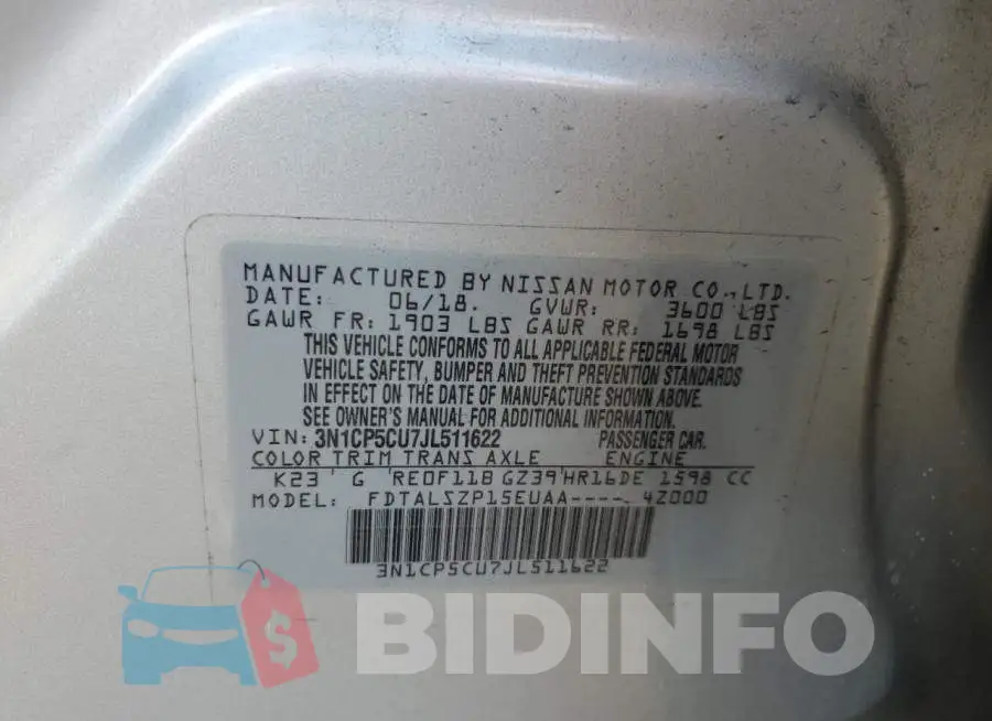 3N1CP5CU7JL511622 Photo# 14