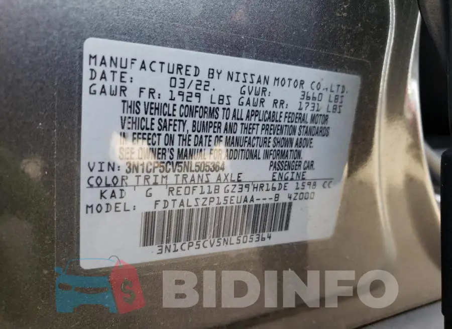 3N1CP5CV5NL505364 Photo# 13