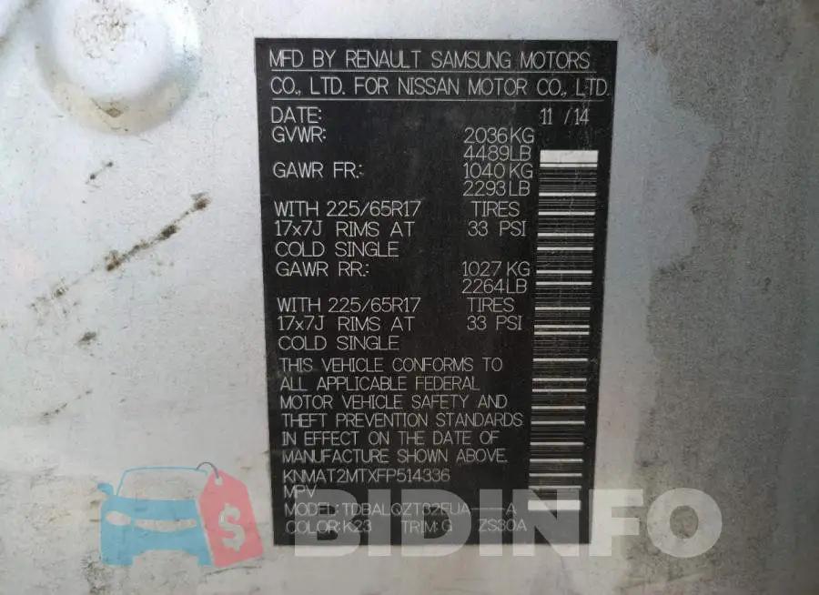 KNMAT2MTXFP514336 Photo# 10