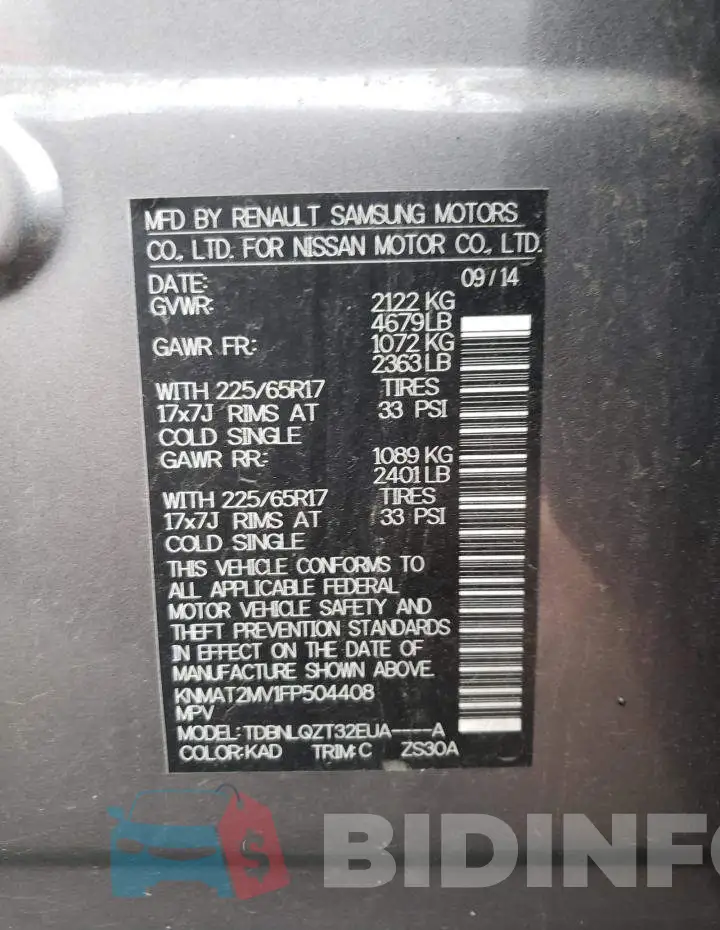 KNMAT2MV1FP504408 Photo# 12