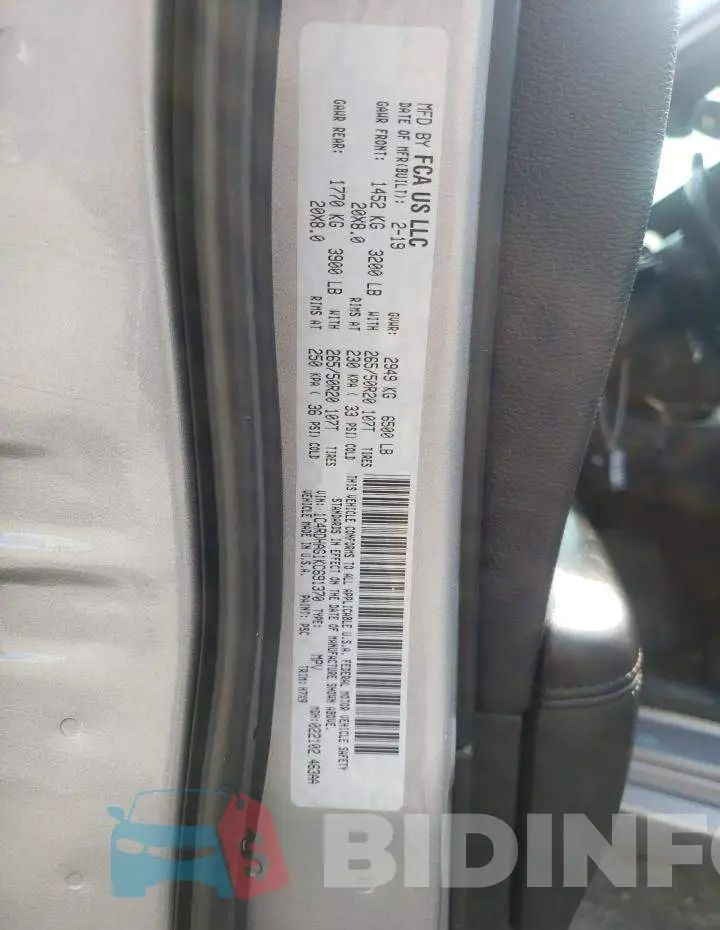 1C4RDHAG1KC691370 Photo# 14