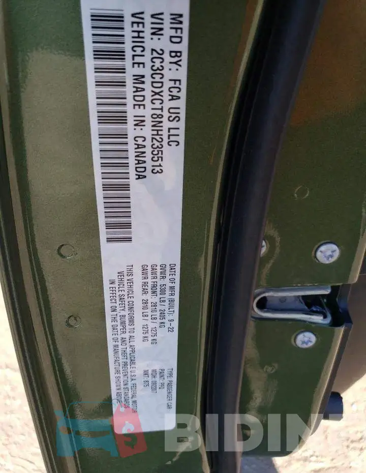 2C3CDXCT8NH235513 Photo# 13