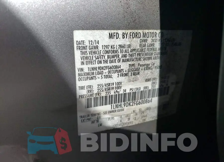 1LNHL9DK2FG600864 Photo# 12