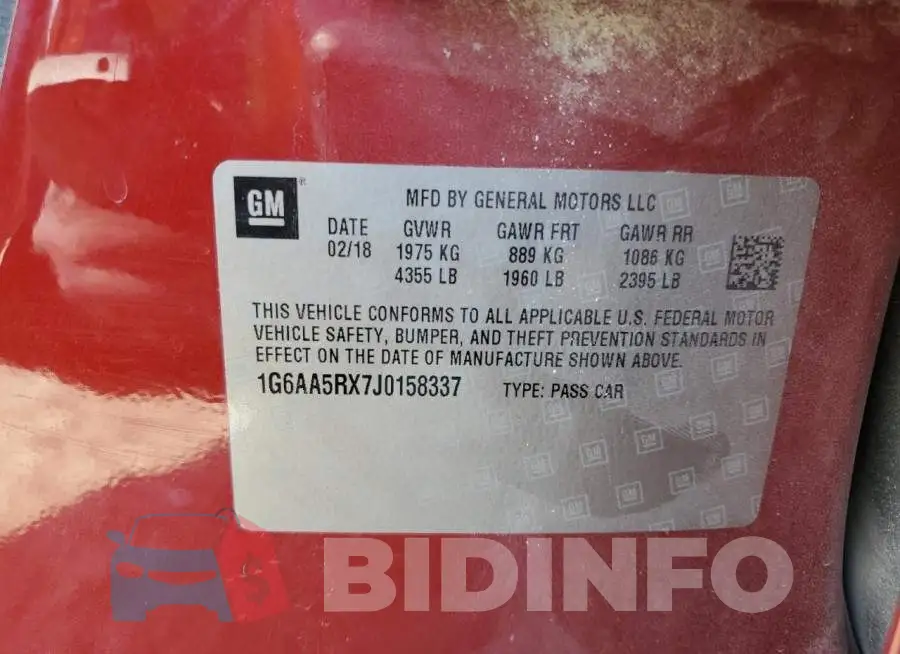1G6AA5RX7J0158337 Photo# 12