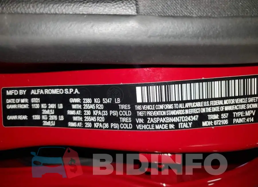 ZASPAKBN4N7D24347 Photo# 13