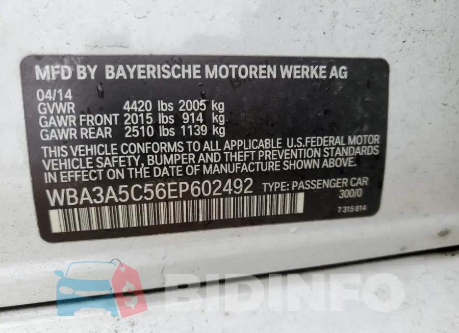 WBA3A5C56EP602492 Photo# 12