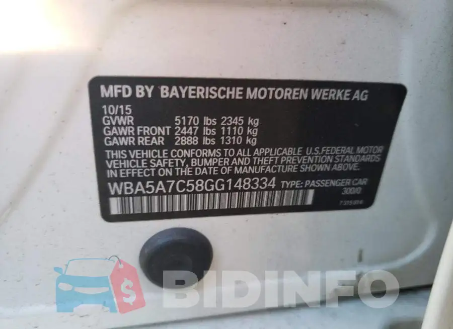 WBA5A7C58GG148334 Photo# 13