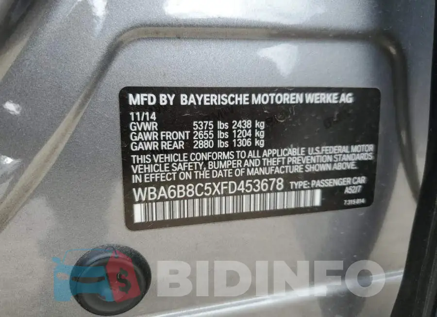 WBA6B8C5XFD453678 Photo# 12