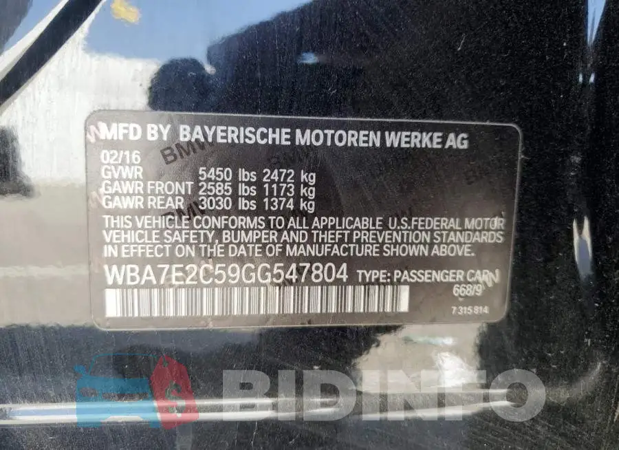 WBA7E2C59GG547804 Photo# 12