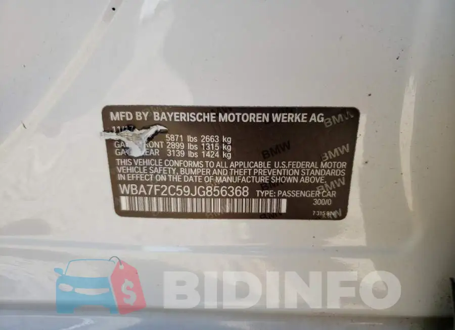 WBA7F2C59JG856368 Photo# 12