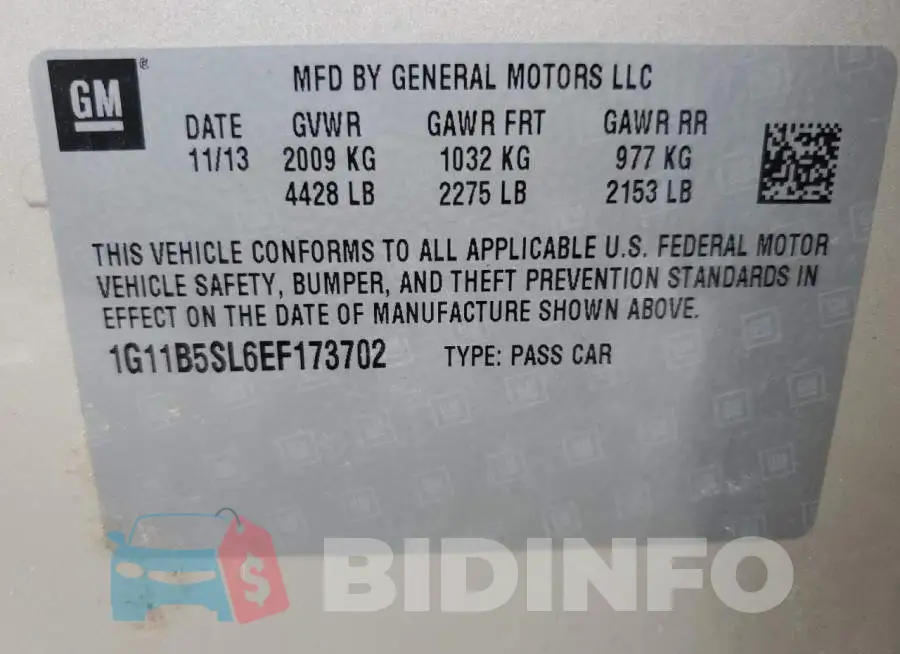 1G11B5SL6EF173702 Photo# 12
