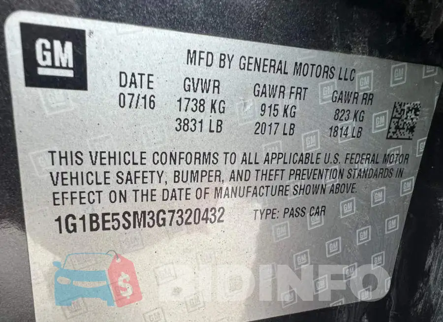 1G1BE5SM3G7320432 Photo# 10