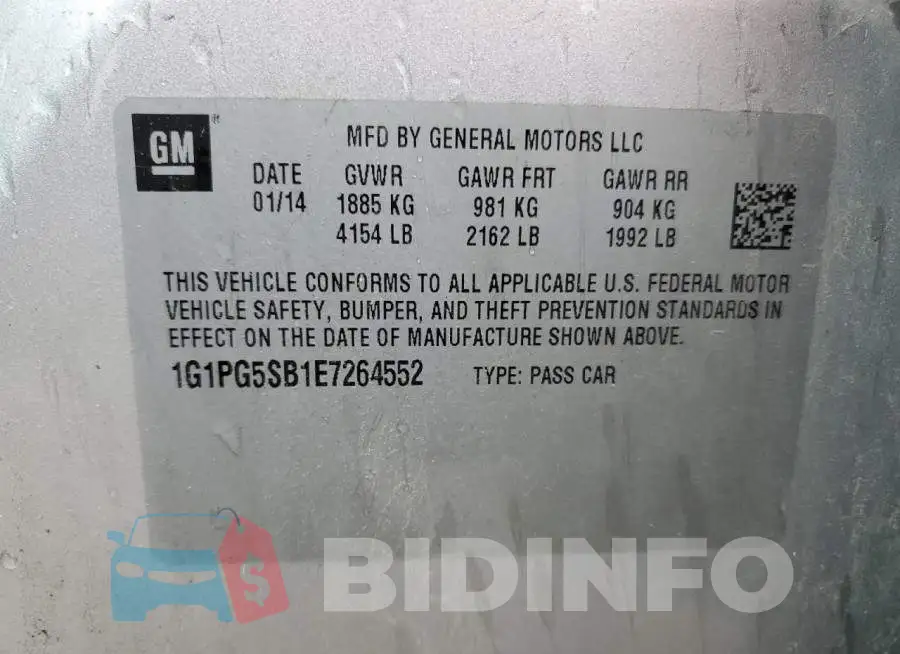 1G1PG5SB1E7264552 Photo# 12