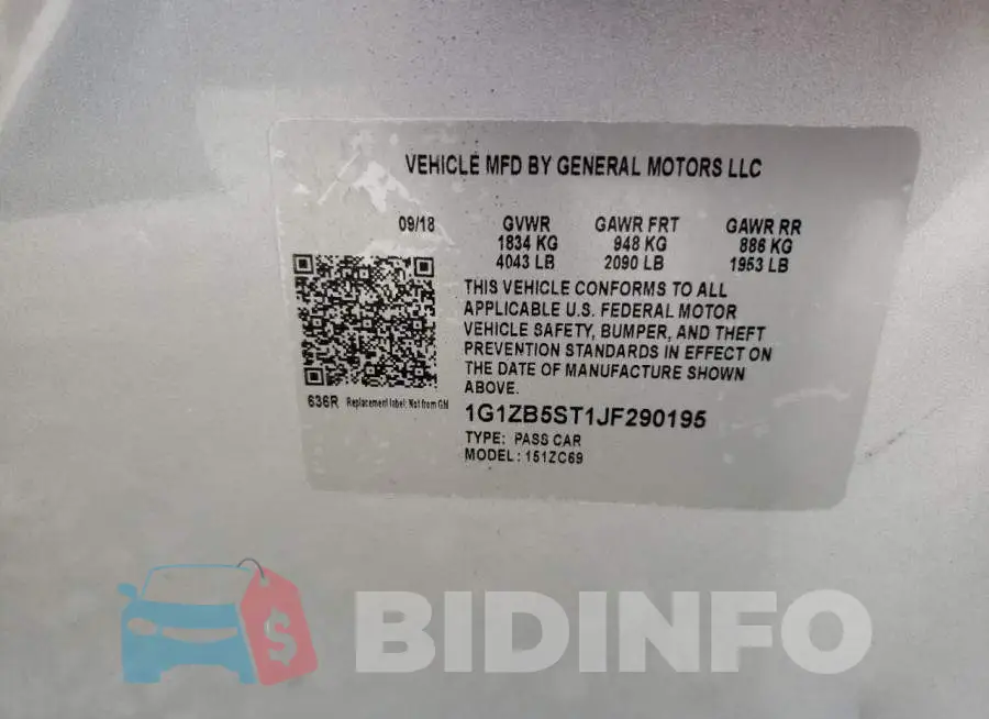1G1ZB5ST1JF290195 Photo# 12