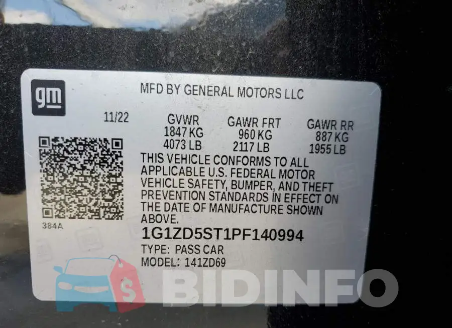 1G1ZD5ST1PF140994 Photo# 13