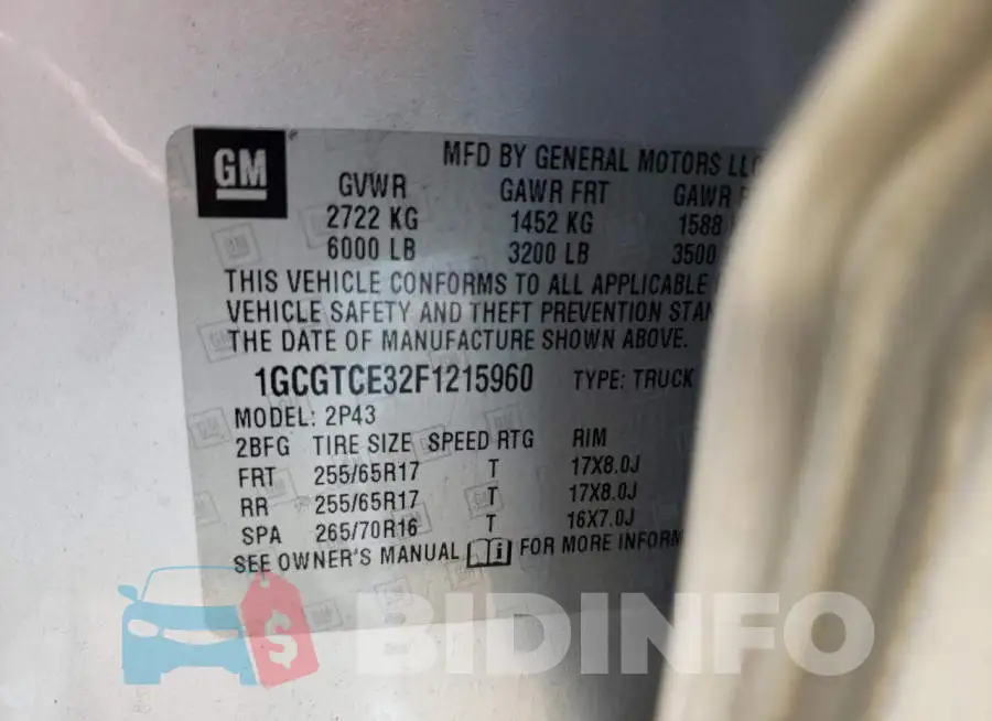 1GCGTCE32F1215960 Photo# 12