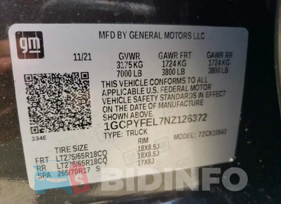 1GCPYFEL7NZ126372 Photo# 13