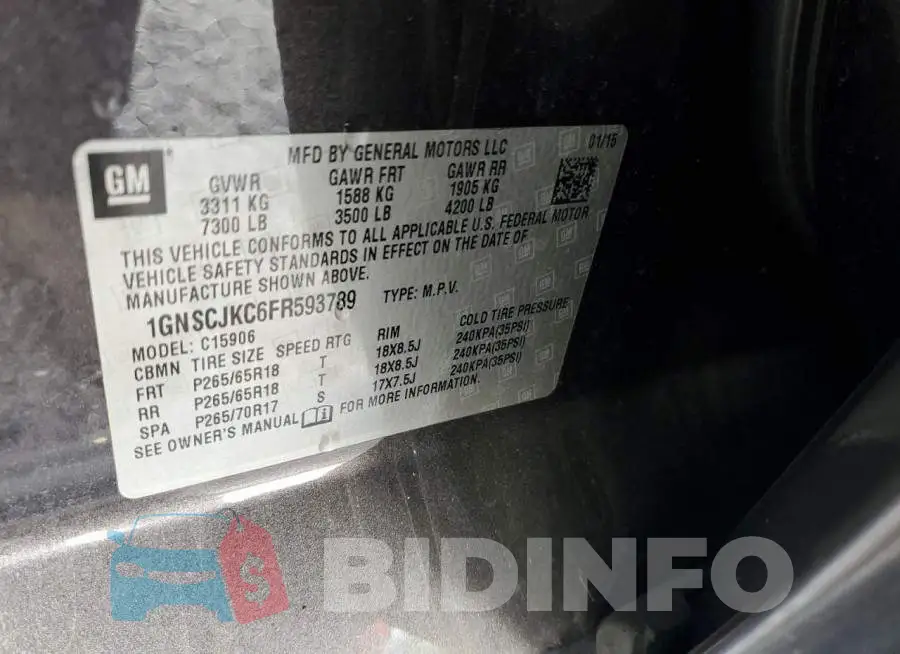 1GNSCJKC6FR593789 Photo# 13