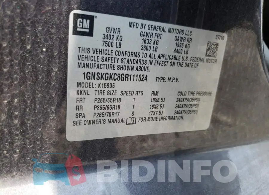 1GNSKGKC8GR111024 Photo# 14