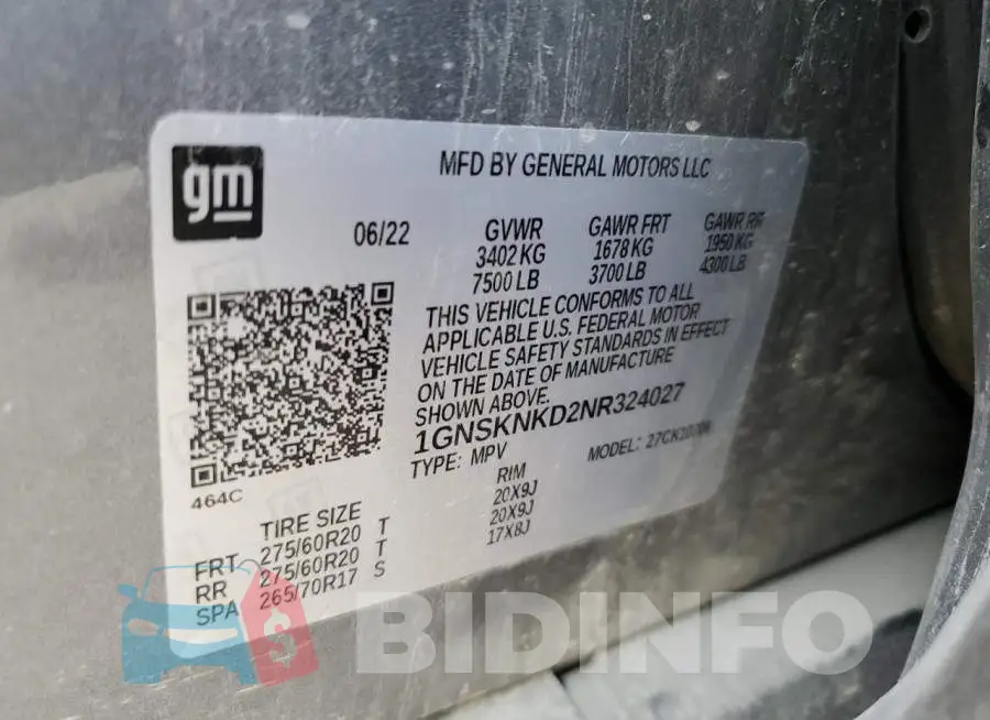 1GNSKNKD2NR324027 Photo# 12