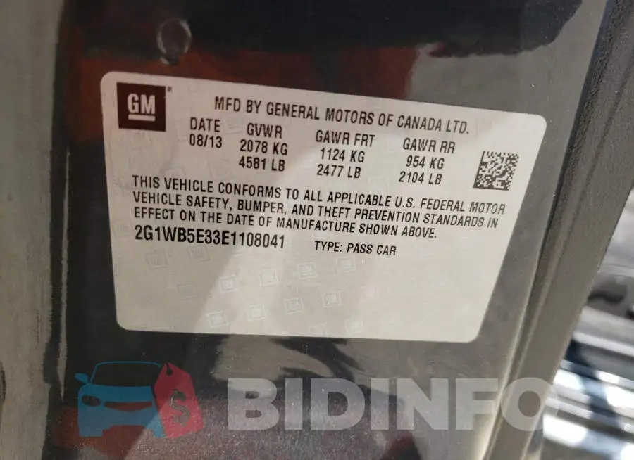 2G1WB5E33E1108041 Photo# 13