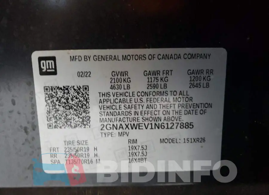 2GNAXWEV1N6127885 Photo# 12