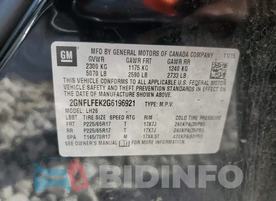 2GNFLFEK2G6196921 Photo# 13