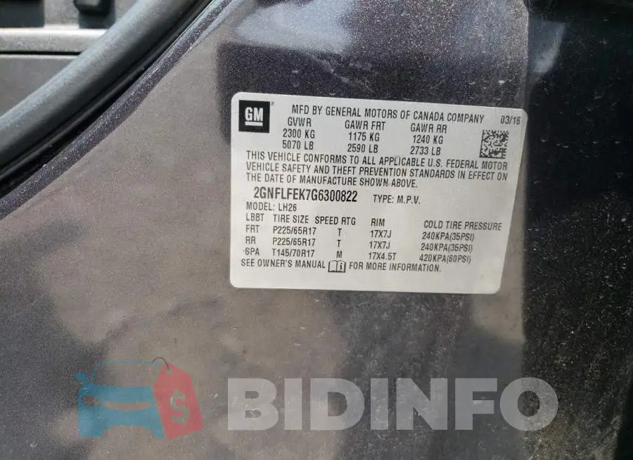 2GNFLFEK7G6300822 Photo# 12