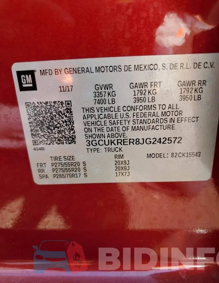 3GCUKRER8JG242572 Photo# 13
