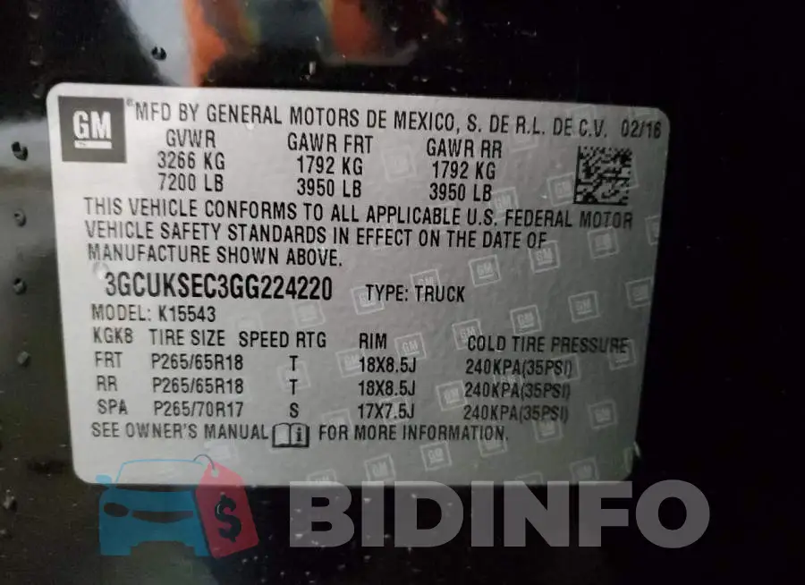 3GCUKSEC3GG224220 Photo# 13