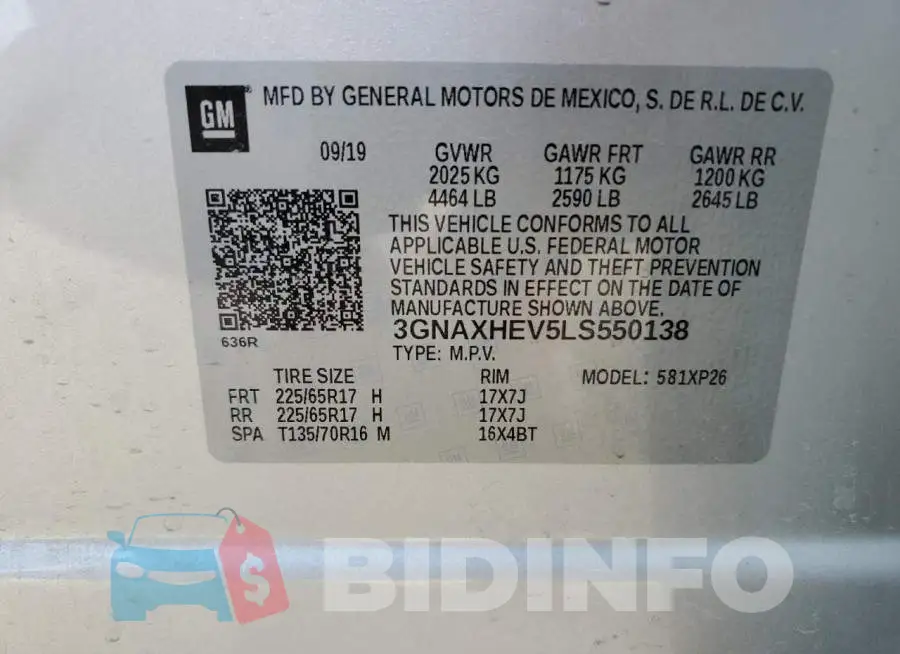 3GNAXHEV5LS550138 Photo# 12