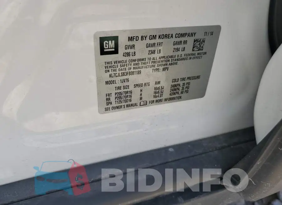 KL7CJLSB3FB081189 Photo# 13