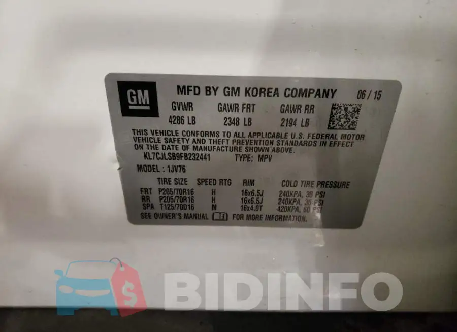 KL7CJLSB9FB232441 Photo# 13