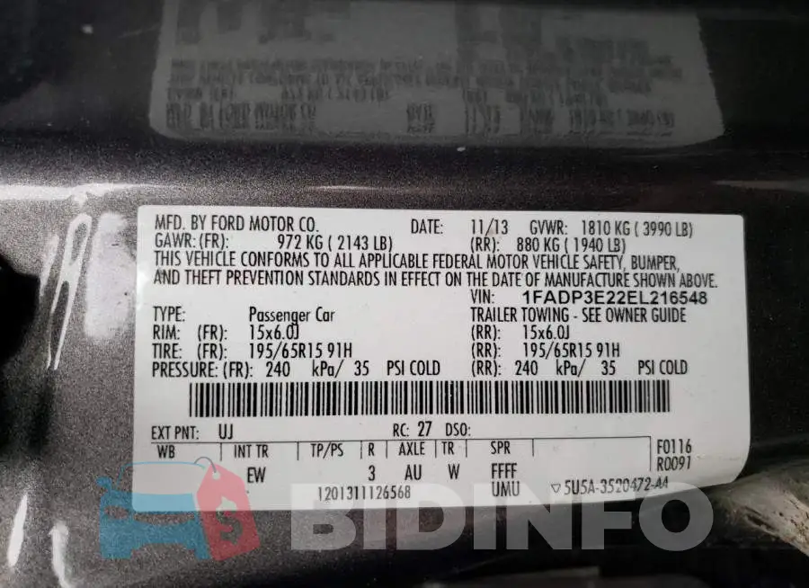 1FADP3E22EL216548 Photo# 12