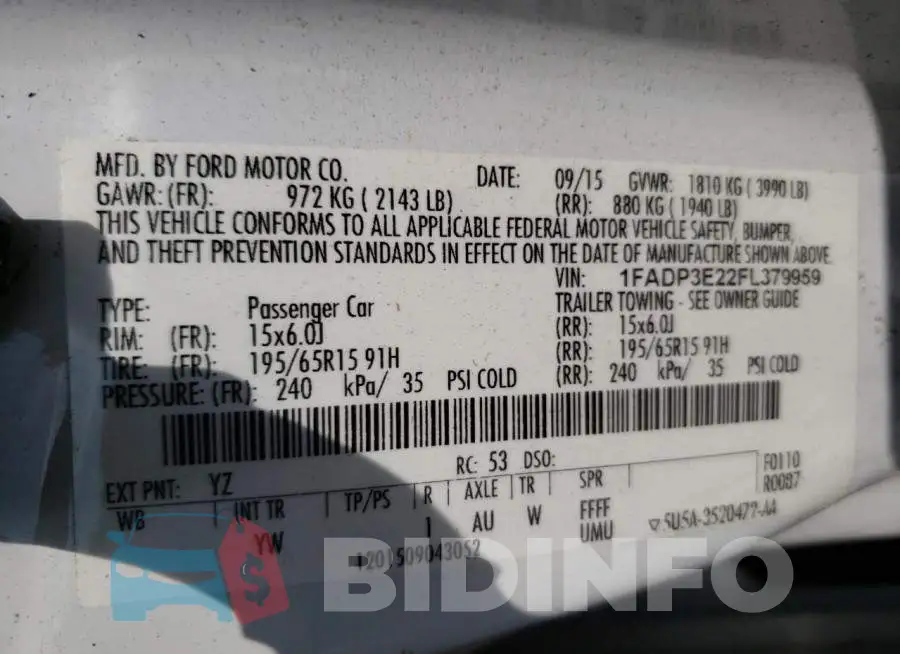 1FADP3E22FL379959 Photo# 12