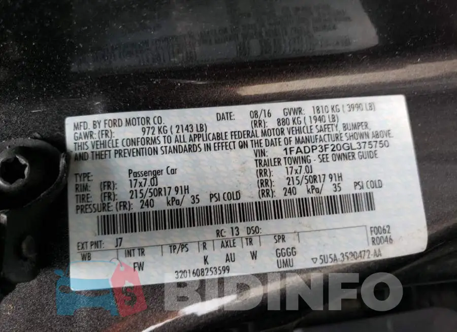 1FADP3F20GL375750 Photo# 12
