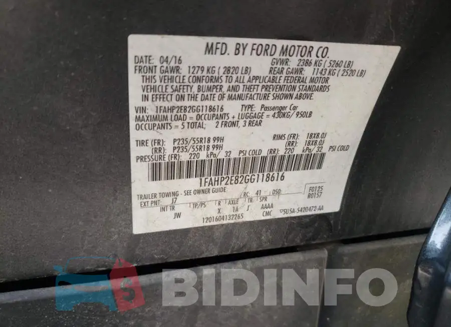 1FAHP2E82GG118616 Photo# 12