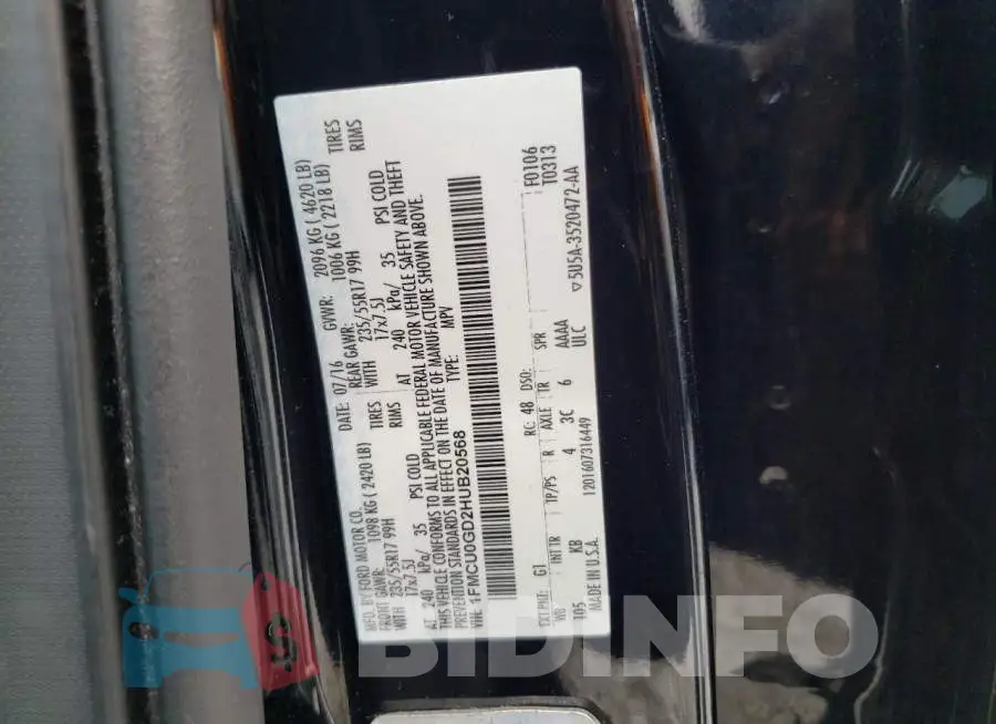 1FMCU0GD2HUB20568 Photo# 13
