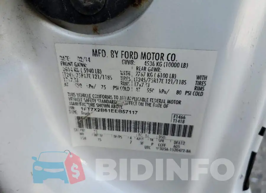 1FT7X2B61EEB57117 Photo# 12