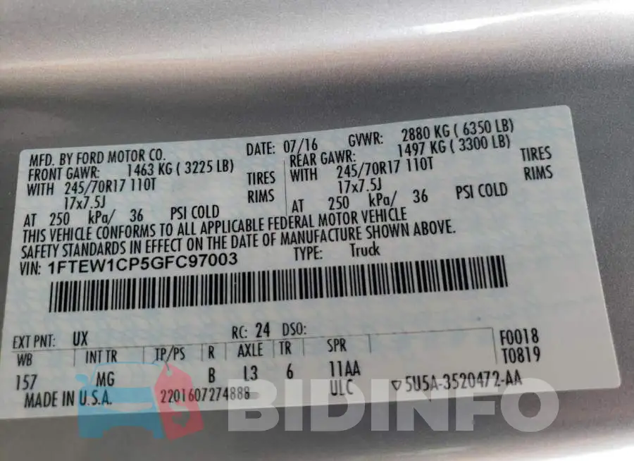 1FTEW1CP5GFC97003 Photo# 13