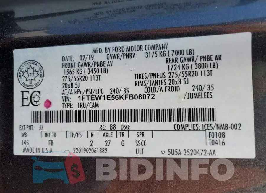 1FTEW1E56KFB08072 Photo# 12