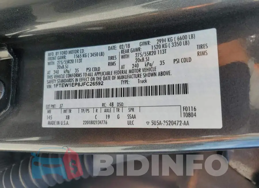 1FTEW1EP8JFC26592 Photo# 12