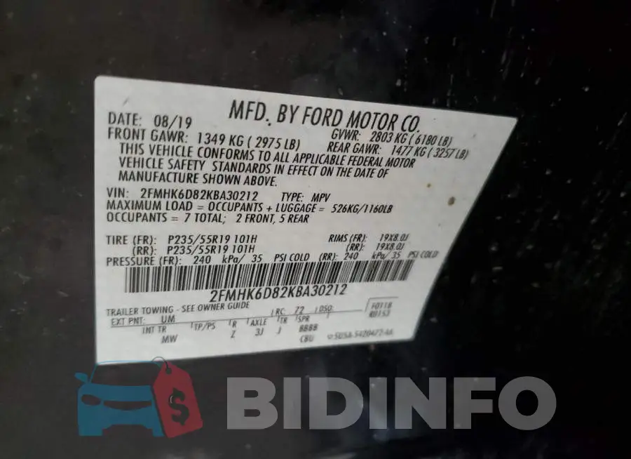 2FMHK6D82KBA30212 Photo# 13