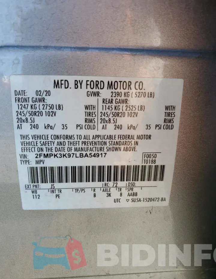 2FMPK3K97LBA54917 Photo# 13