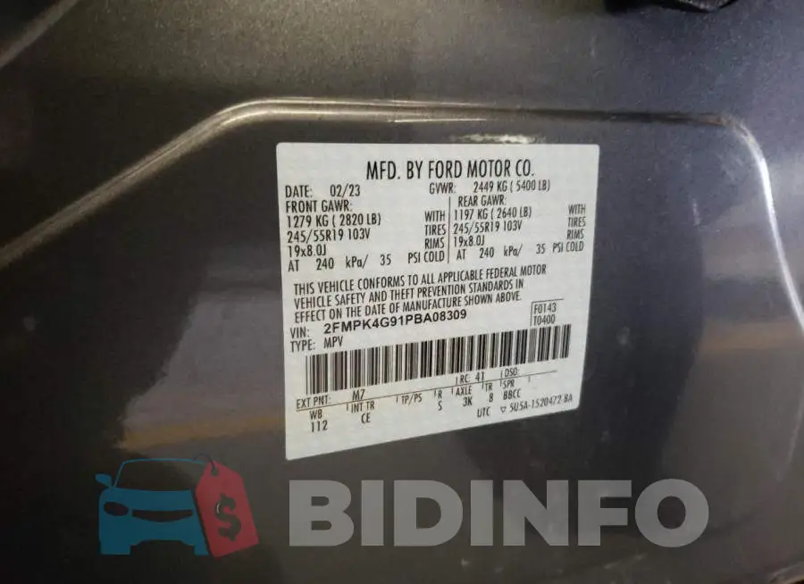 2FMPK4G91PBA08309 Photo# 13